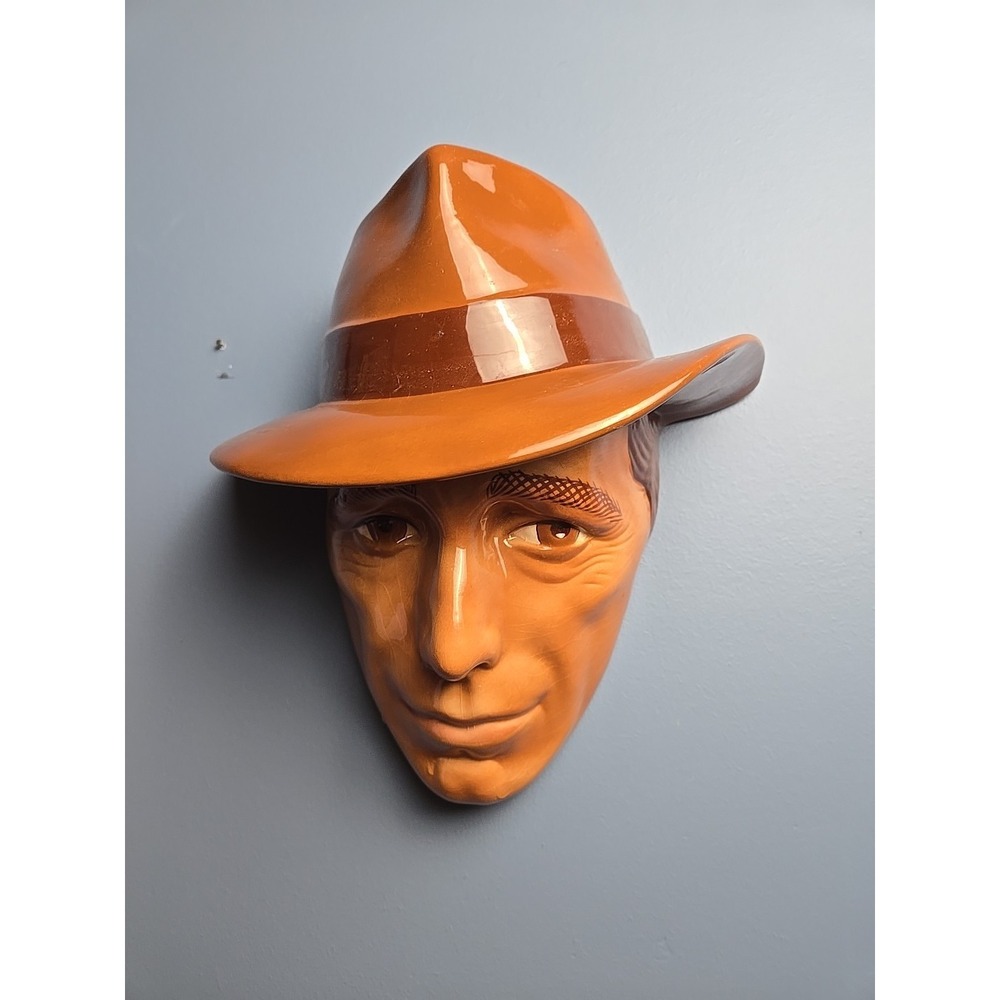 VTG RARE Humphrey Bogart Face Clay Art San Francisco Wall Hanging Casablanca